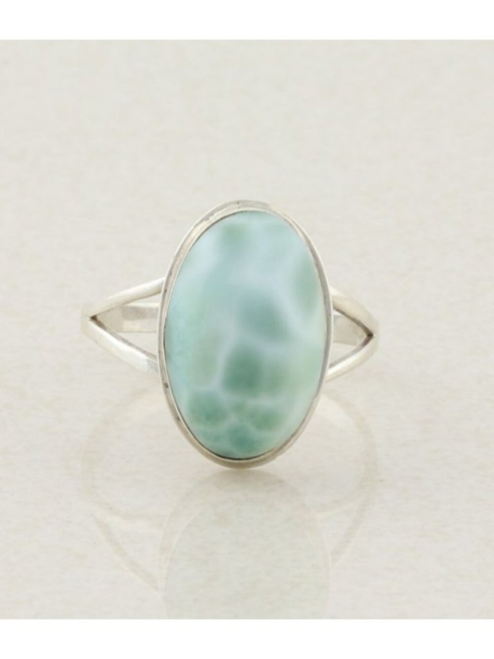 Sterling Silver Larimar Blue Dolphin Stone Ring Size 9 1/4